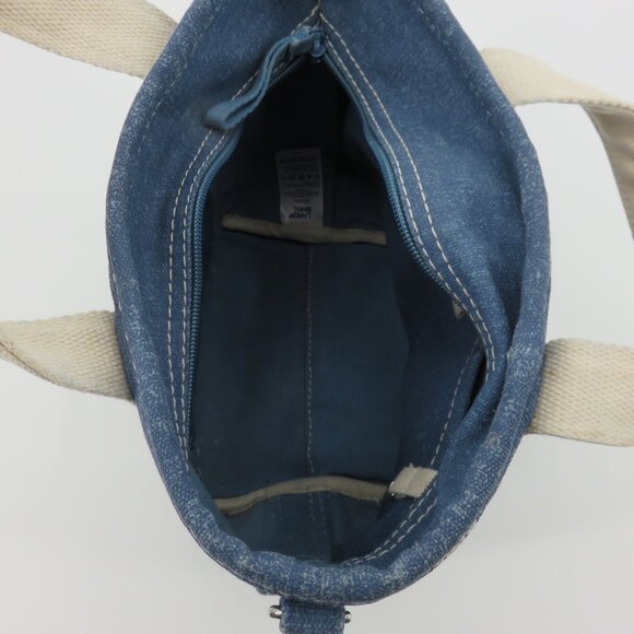 Lands End Small Solid Blue 3 Pocket Zip Top Canvas Tote Bag Crossbody D Rings - Picture 10 of 15